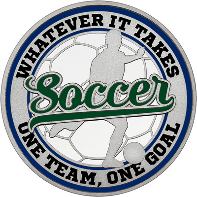 Dark Green "Soccer" with Navy Blue Outer Circular Borders